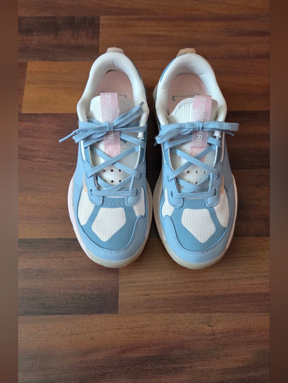 Jordan Sneakers in Light Blue, White & Pink Accent SIZE 10.5